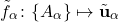 \begin{equation*}\tilde{f}_{\alpha}\colon\{A_{\alpha}\} \mapsto \tilde{\textbf{u}}_{\alpha}\end{equation*}